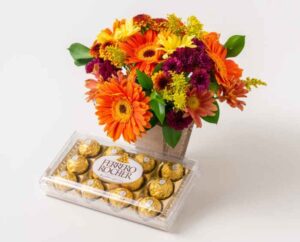 Arranjo de Margaridas e Rosas Amarelas